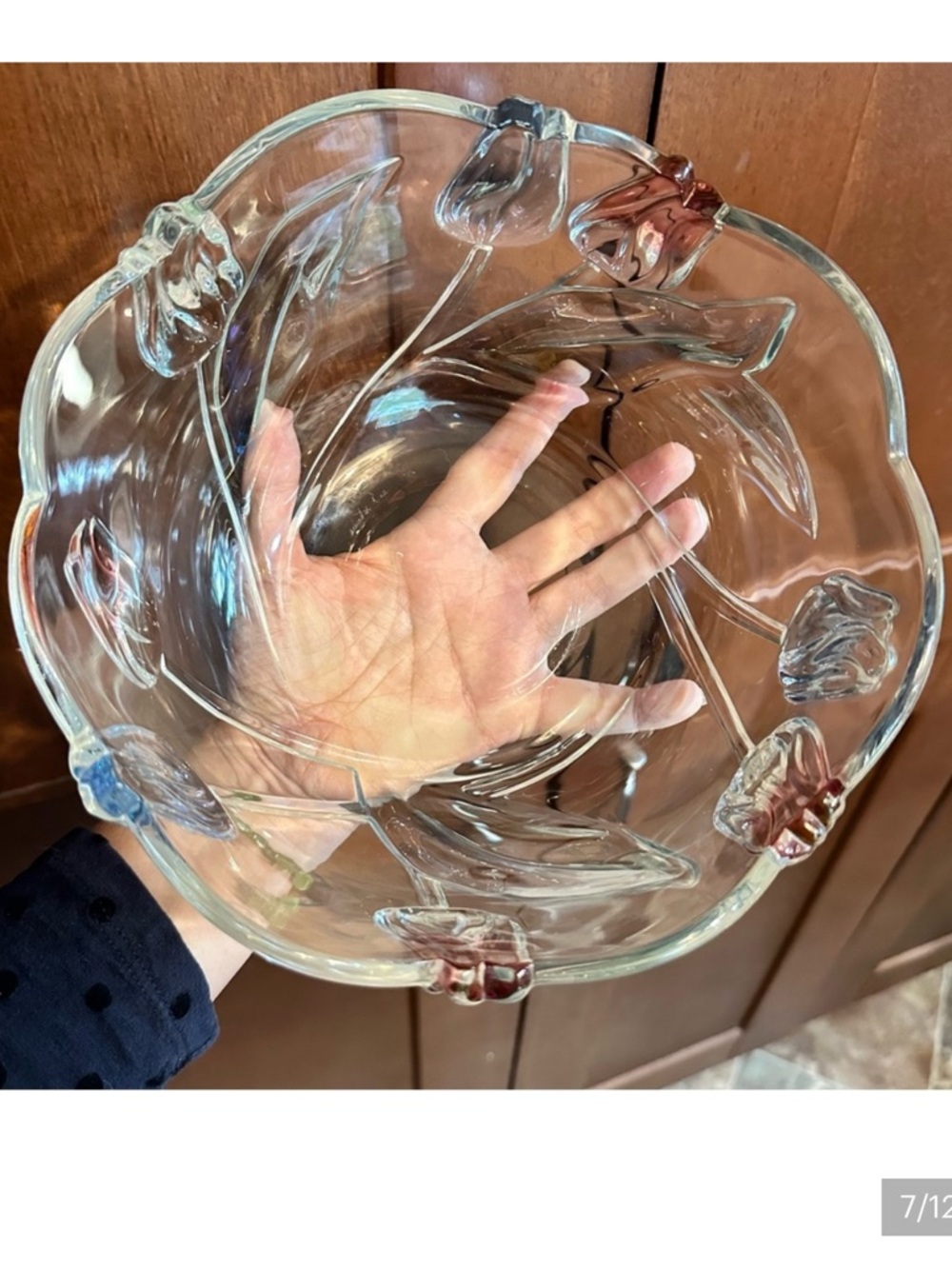Vintage tulip crystal glass scalloped bowl by Mikasa